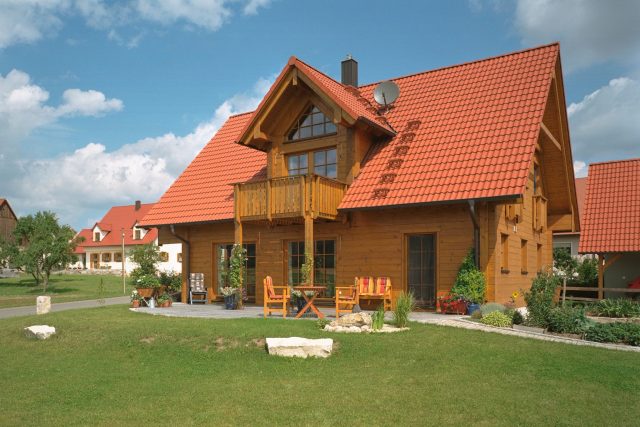 Fullwood Wohnblockhaus, Holzhaus, Blockhaus, Landhaus, Einfamilienhaus aus Holz.